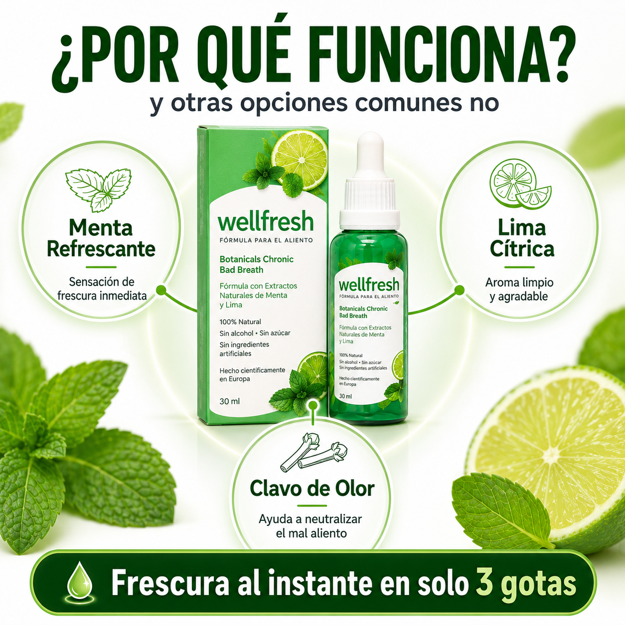 WellFresh™ – Gotas Contra el Mal Aliento de Acción Instantánea