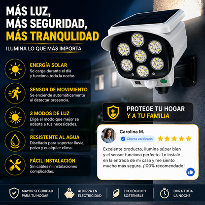 Foco Led Solar con Sensor de Movimiento - ¡Protege tu Casa Cuando No Estes!