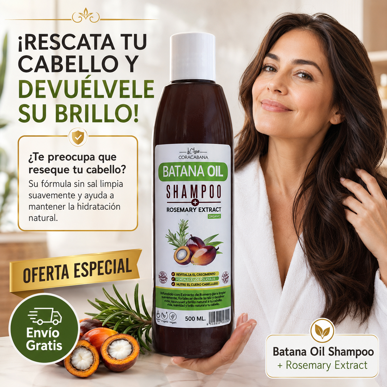 🔥 PROMOCIÓN ESPECIAL: Shampoo de Batana y Romero – Nutrición y Fuerza