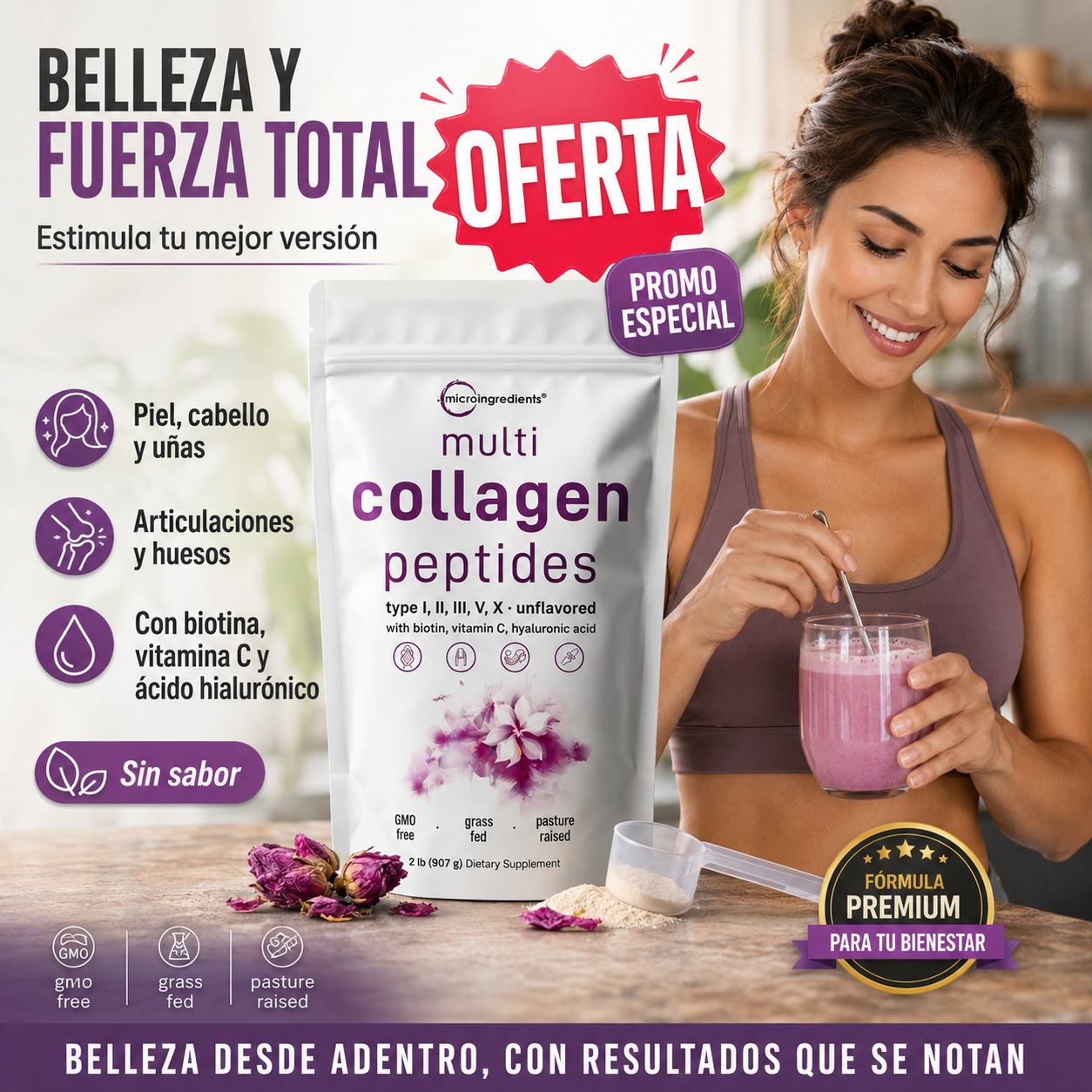 Multi Colageno Peptides – Colágeno Premium para Piel, Cabello y Articulaciones