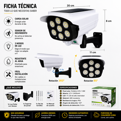 Foco Led Solar con Sensor de Movimiento - ¡Protege tu Casa Cuando No Estes!