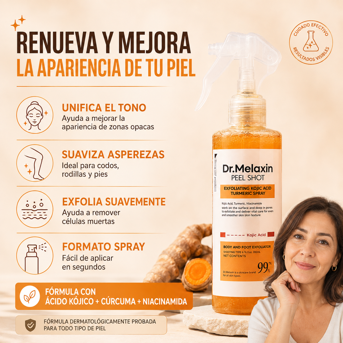 Dr. Melaxin Peel Shot™ – Spray para una Piel Más Uniforme y Luminosa
