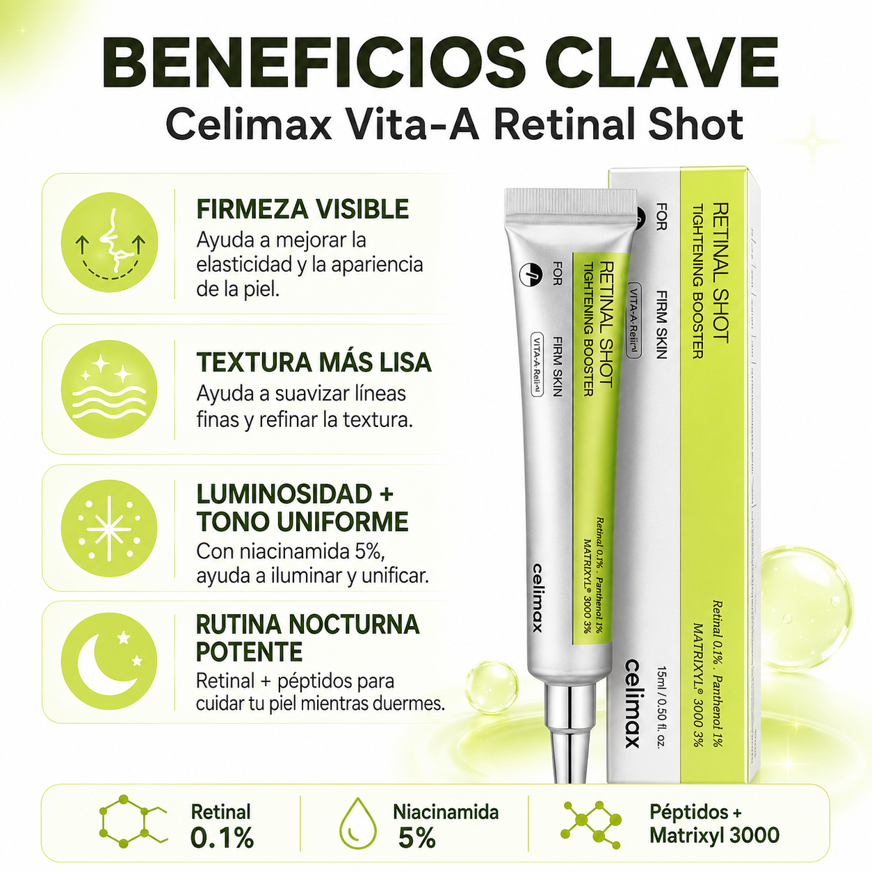 Celimax™ Vita-A Retinal Shot | Booster Coreano Reafirmante y Antiedad